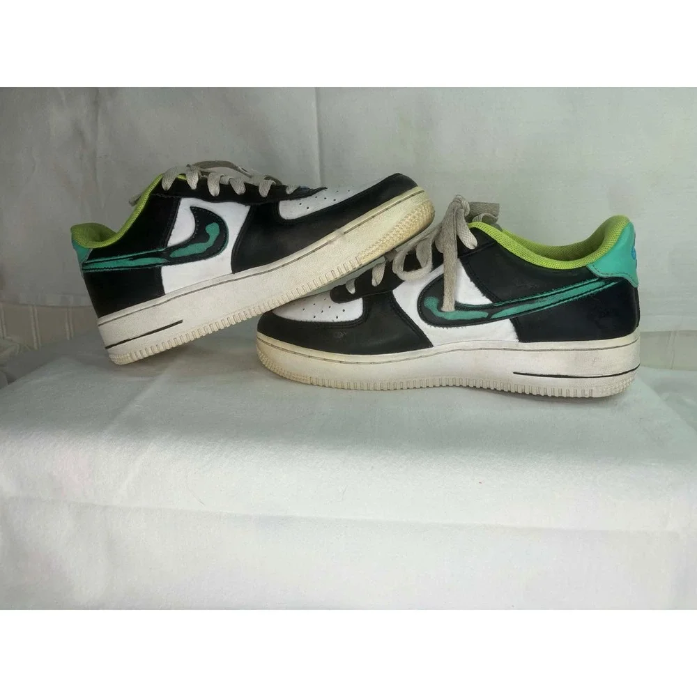 Nike Air Force 1 Low LV8 GS White Black Washed Teal DX3349-100 Mens 6.5Y Shoes